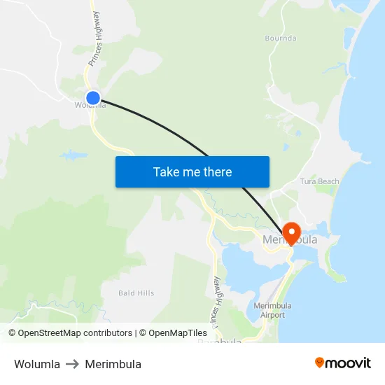 Wolumla to Merimbula map