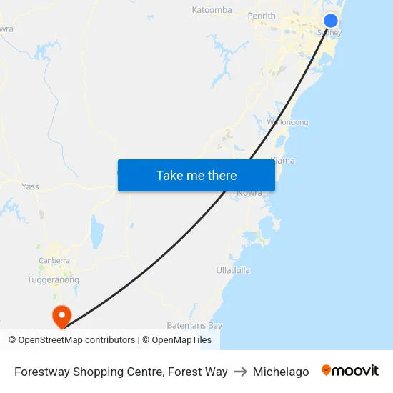 Forestway Shopping Centre, Forest Way to Michelago map