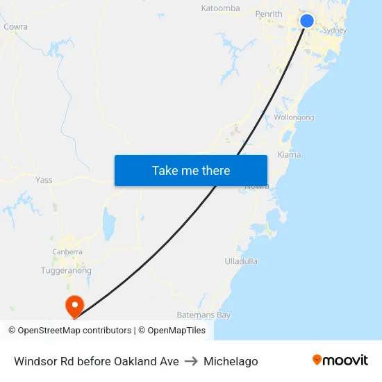 Windsor Rd before Oakland Ave to Michelago map