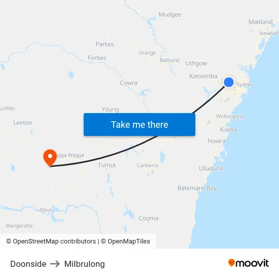Doonside to Milbrulong map