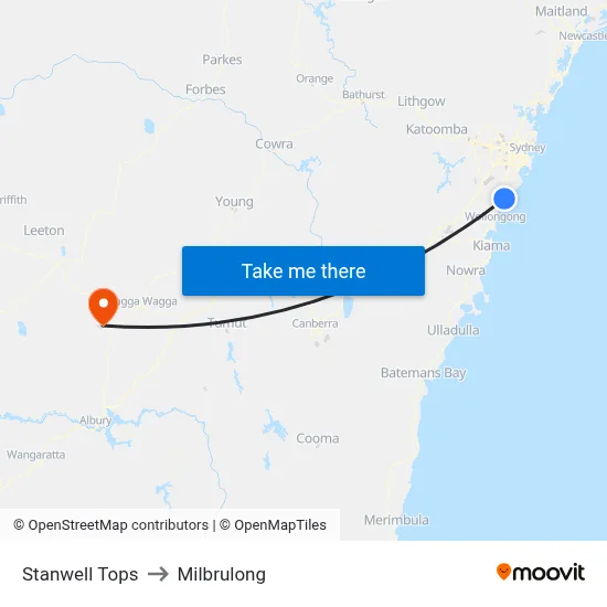 Stanwell Tops to Milbrulong map