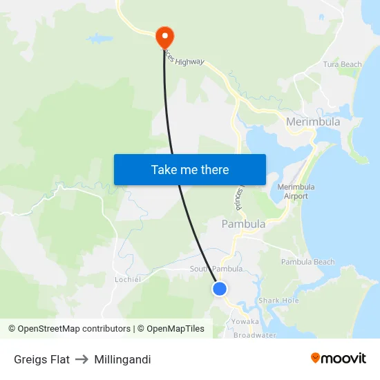 Greigs Flat to Millingandi map