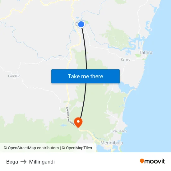 Bega to Millingandi map