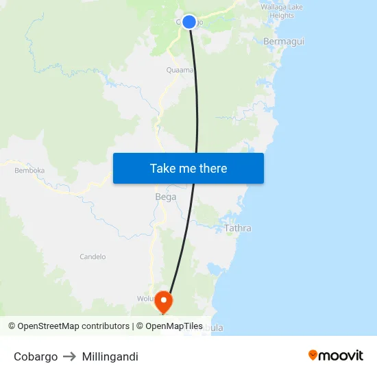 Cobargo to Millingandi map