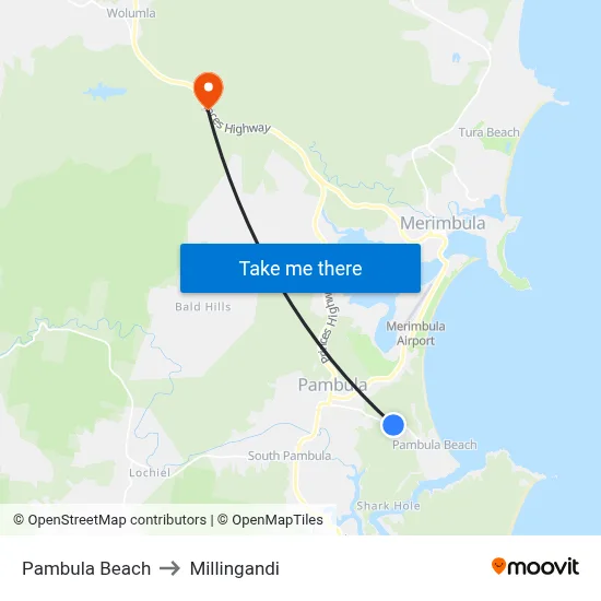 Pambula Beach to Millingandi map