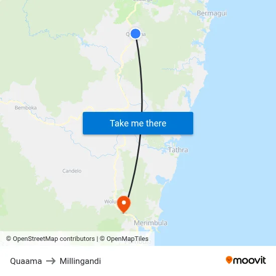 Quaama to Millingandi map