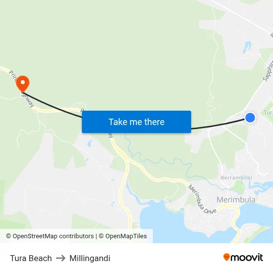 Tura Beach to Millingandi map