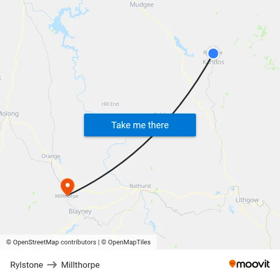 Rylstone to Millthorpe map