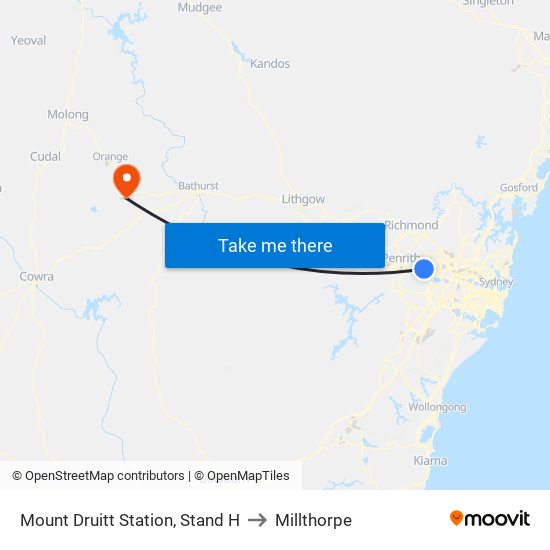 Mount Druitt Station, Stand H to Millthorpe map