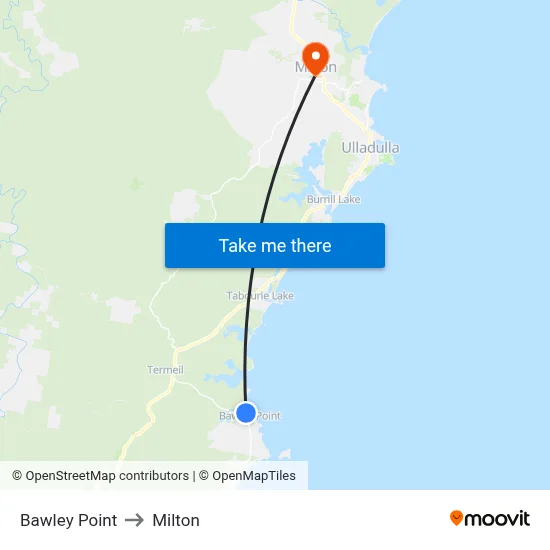 Bawley Point to Milton map