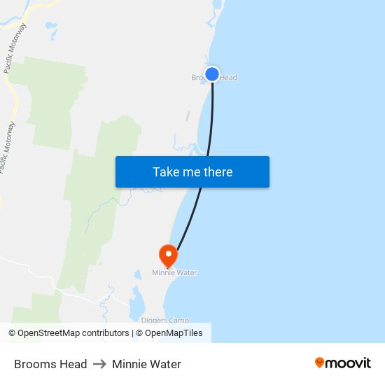 Brooms Head to Minnie Water map