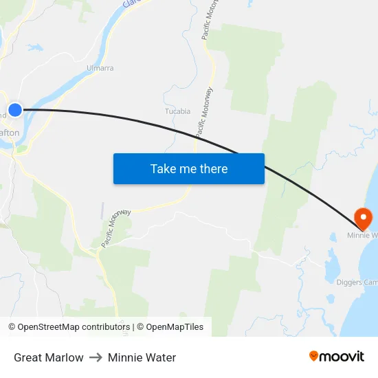 Great Marlow to Minnie Water map