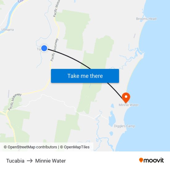 Tucabia to Minnie Water map