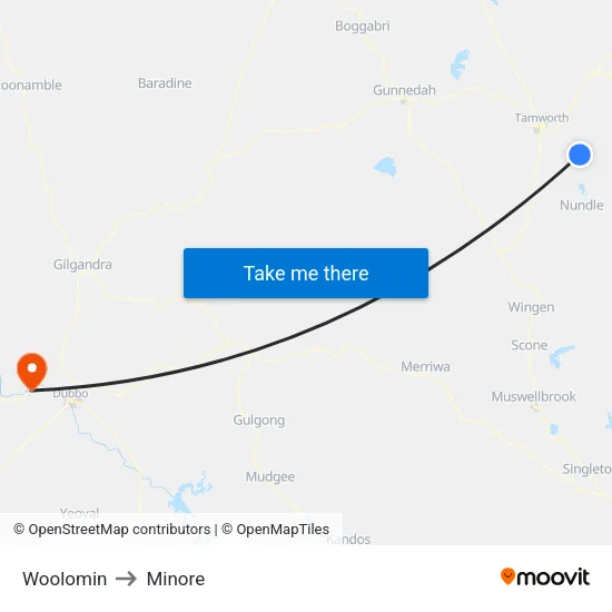Woolomin to Minore map