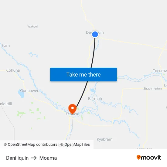 Deniliquin to Moama map