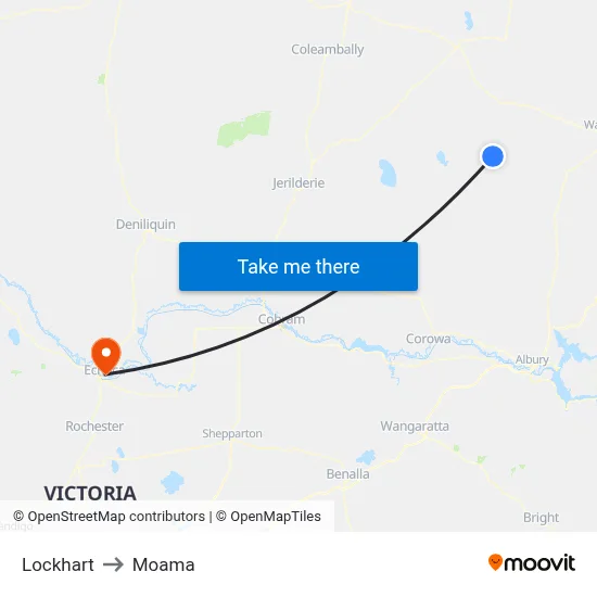 Lockhart to Moama map