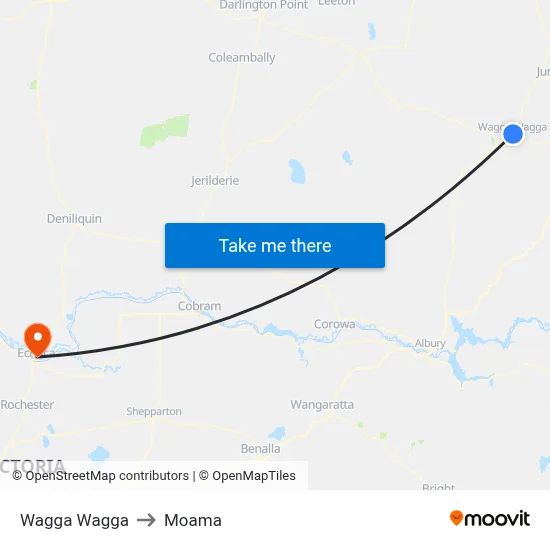 Wagga Wagga to Moama map