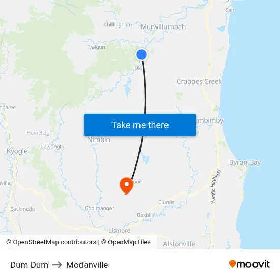 Dum Dum to Modanville map