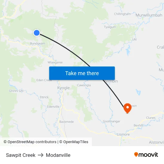 Sawpit Creek to Modanville map
