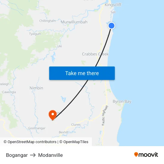 Bogangar to Modanville map