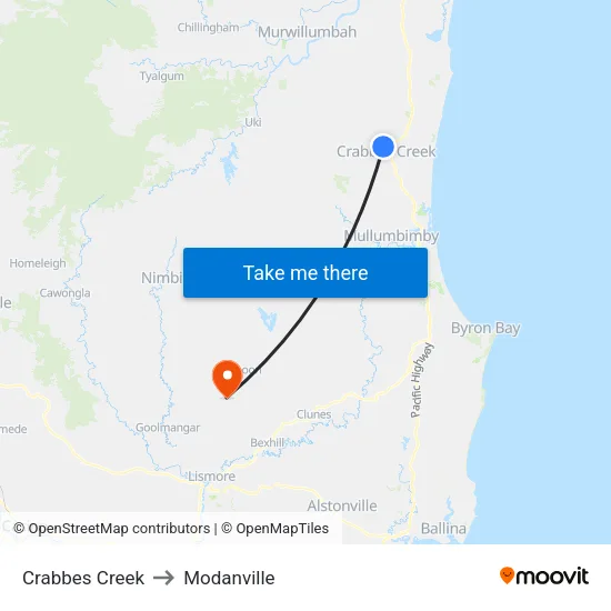 Crabbes Creek to Modanville map