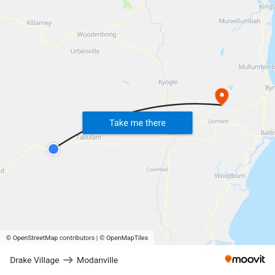 Drake Village to Modanville map