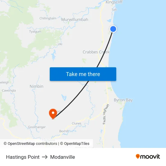 Hastings Point to Modanville map