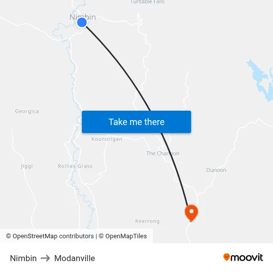 Nimbin to Modanville map