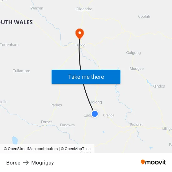 Boree to Mogriguy map
