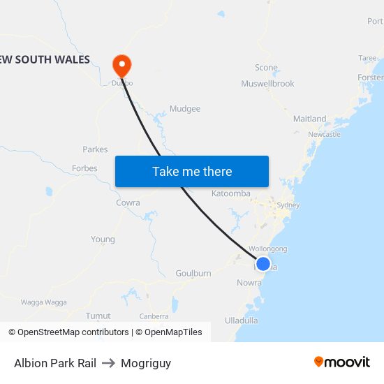 Albion Park Rail to Mogriguy map