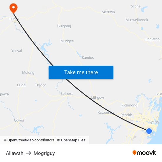 Allawah to Mogriguy map