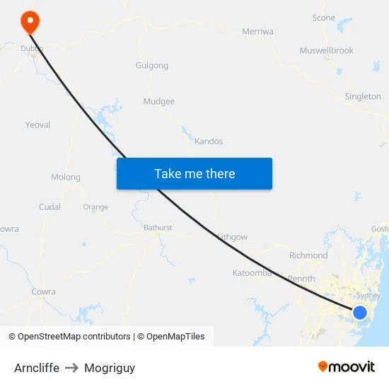 Arncliffe to Mogriguy map