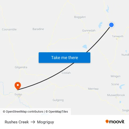 Rushes Creek to Mogriguy map