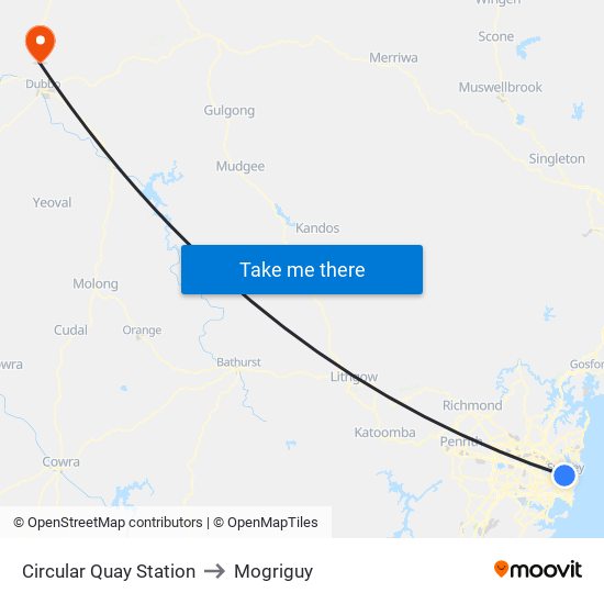 Circular Quay Station to Mogriguy map