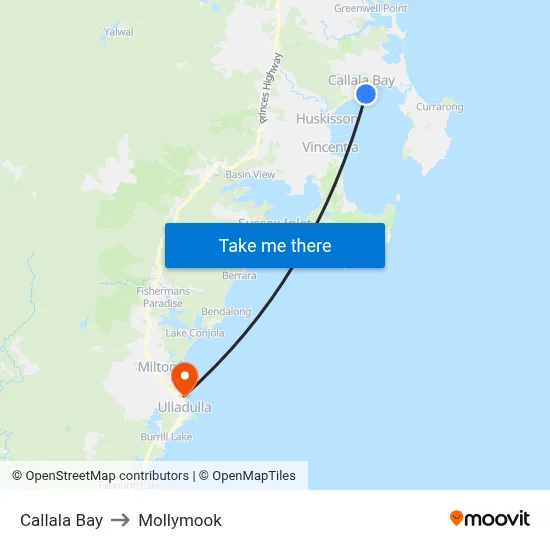 Callala Bay to Mollymook map