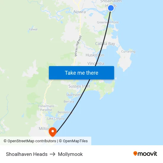 Shoalhaven Heads to Mollymook map