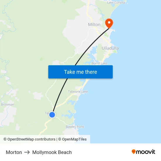 Morton to Mollymook Beach map