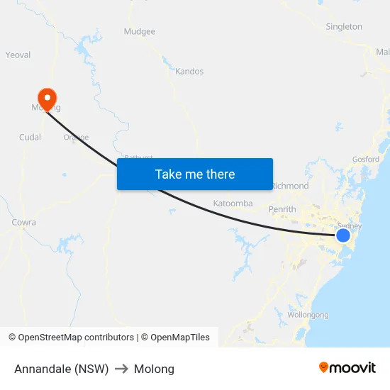 Annandale (NSW) to Molong map
