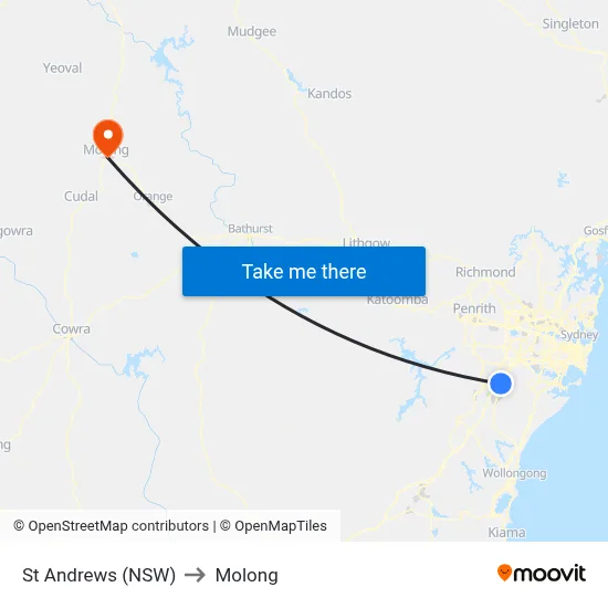 St Andrews (NSW) to Molong map