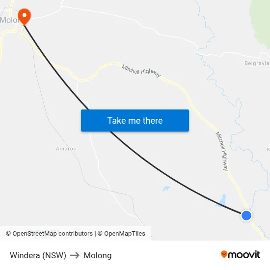 Windera (NSW) to Molong map