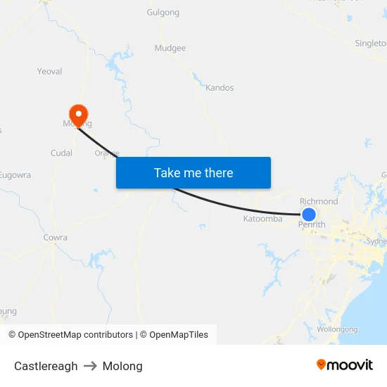 Castlereagh to Molong map