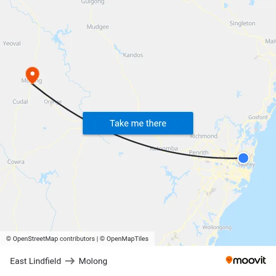 East Lindfield to Molong map