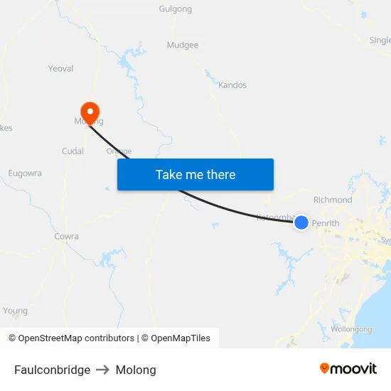 Faulconbridge to Molong map