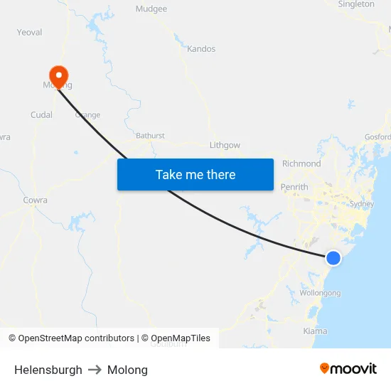 Helensburgh to Molong map