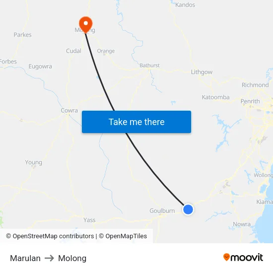 Marulan to Molong map