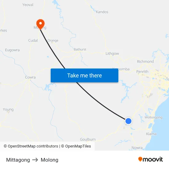 Mittagong to Molong map