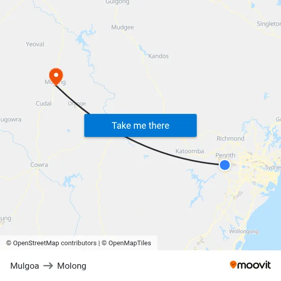 Mulgoa to Molong map