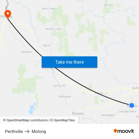 Perthville to Molong map