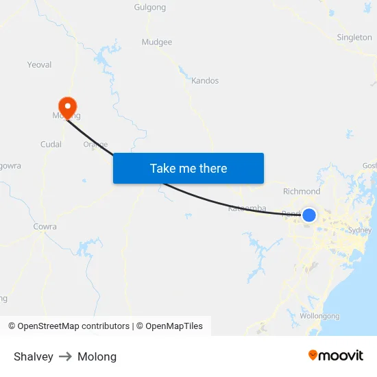 Shalvey to Molong map