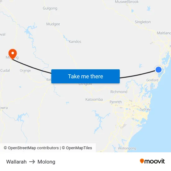 Wallarah to Molong map